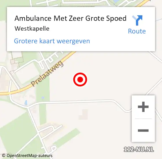 Locatie op kaart van de 112 melding: Ambulance Met Zeer Grote Spoed Naar Westkapelle op 26 augustus 2024 20:20