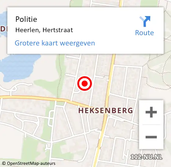 Locatie op kaart van de 112 melding: Politie Heerlen, Hertstraat op 26 augustus 2024 20:21