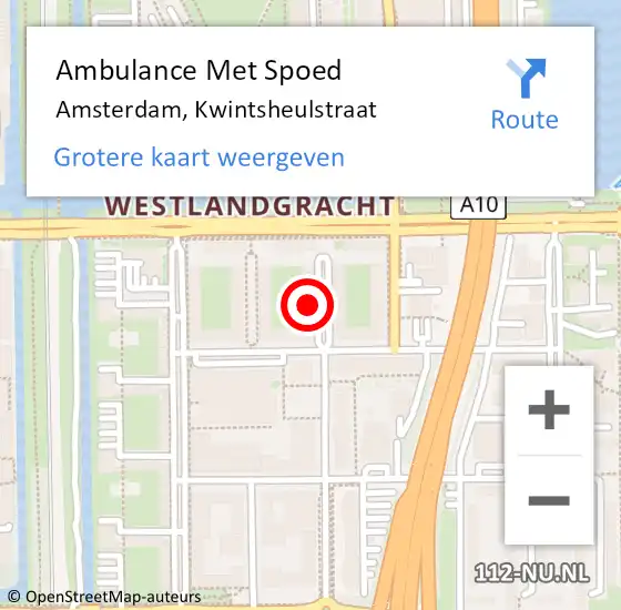 Locatie op kaart van de 112 melding: Ambulance Met Spoed Naar Amsterdam, Kwintsheulstraat op 26 augustus 2024 20:48