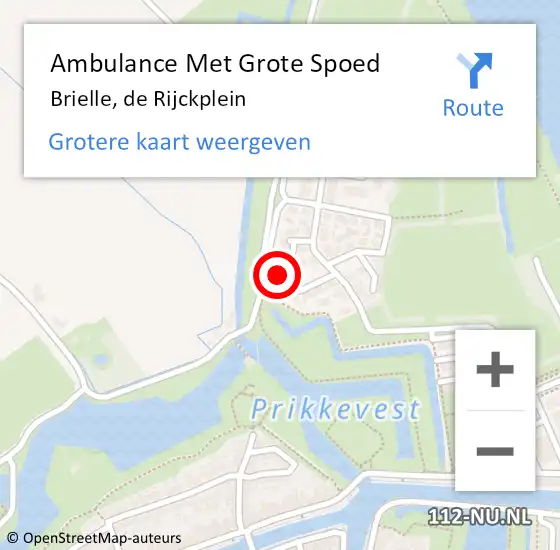 Locatie op kaart van de 112 melding: Ambulance Met Grote Spoed Naar Brielle, de Rijckplein op 26 augustus 2024 21:04