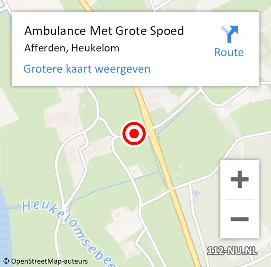 Locatie op kaart van de 112 melding: Ambulance Met Grote Spoed Naar Afferden, Heukelom op 26 augustus 2024 21:13