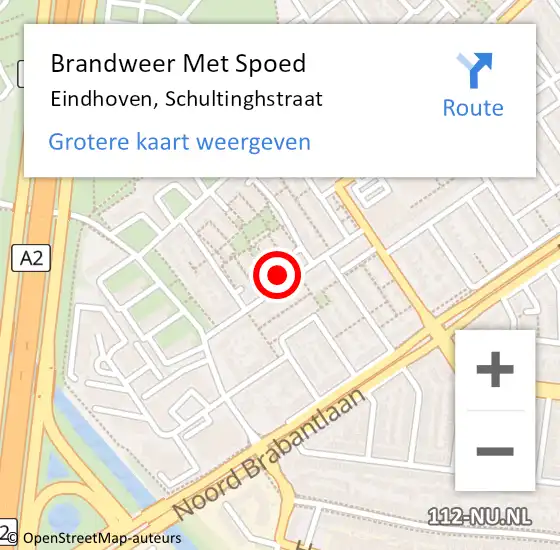 Locatie op kaart van de 112 melding: Brandweer Met Spoed Naar Eindhoven, Schultinghstraat op 26 augustus 2024 21:21