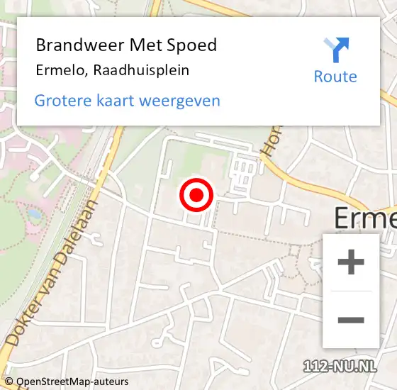 Locatie op kaart van de 112 melding: Brandweer Met Spoed Naar Ermelo, Raadhuisplein op 26 augustus 2024 21:38