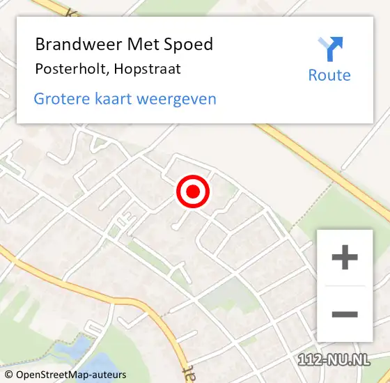 Locatie op kaart van de 112 melding: Brandweer Met Spoed Naar Posterholt, Hopstraat op 26 augustus 2024 21:59