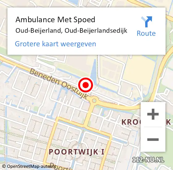 Locatie op kaart van de 112 melding: Ambulance Met Spoed Naar Oud-Beijerland, Oud-Beijerlandsedijk op 26 augustus 2024 22:04