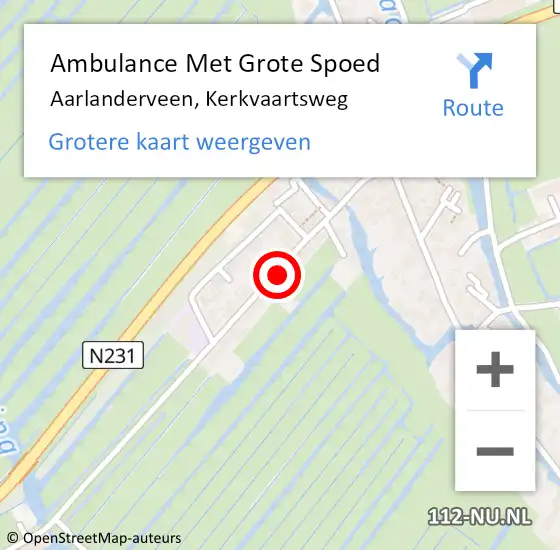 Locatie op kaart van de 112 melding: Ambulance Met Grote Spoed Naar Aarlanderveen, Kerkvaartsweg op 26 augustus 2024 22:23