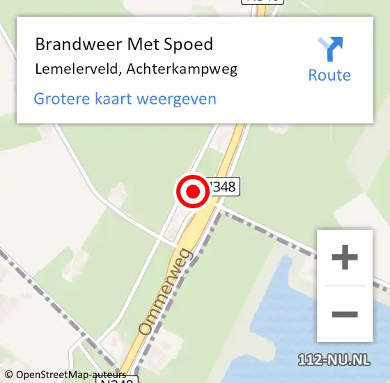 Locatie op kaart van de 112 melding: Brandweer Met Spoed Naar Lemelerveld, Achterkampweg op 26 augustus 2024 22:31