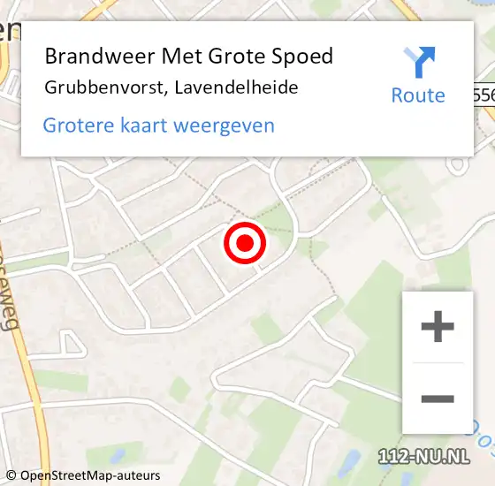 Locatie op kaart van de 112 melding: Brandweer Met Grote Spoed Naar Grubbenvorst, Lavendelheide op 26 augustus 2024 22:32