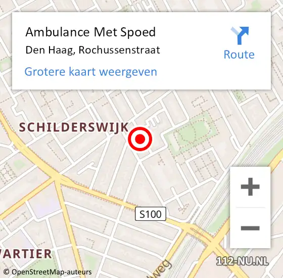 Locatie op kaart van de 112 melding: Ambulance Met Spoed Naar Den Haag, Rochussenstraat op 27 augustus 2024 01:09