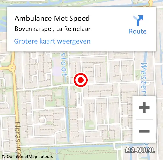 Locatie op kaart van de 112 melding: Ambulance Met Spoed Naar Bovenkarspel, La Reinelaan op 27 augustus 2024 01:18