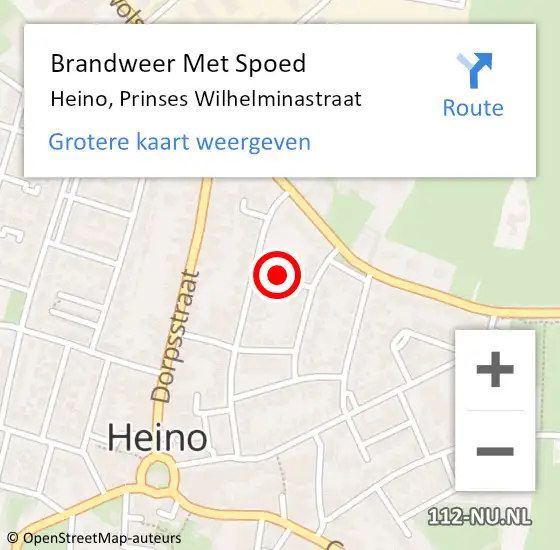 Locatie op kaart van de 112 melding: Brandweer Met Spoed Naar Heino, Prinses Wilhelminastraat op 27 augustus 2024 02:10