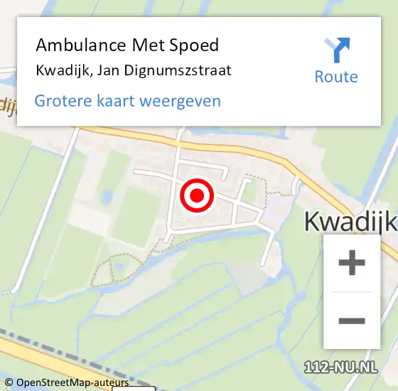 Locatie op kaart van de 112 melding: Ambulance Met Spoed Naar Kwadijk, Jan Dignumszstraat op 27 augustus 2024 03:28