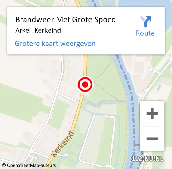 Locatie op kaart van de 112 melding: Brandweer Met Grote Spoed Naar Arkel, Kerkeind op 27 augustus 2024 03:40