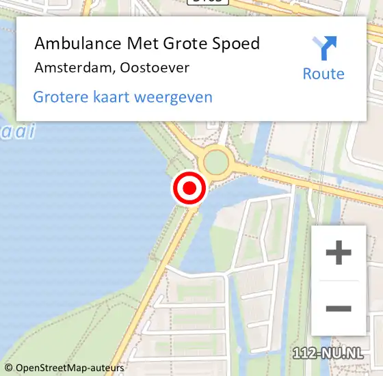 Locatie op kaart van de 112 melding: Ambulance Met Grote Spoed Naar Amsterdam, Oostoever op 27 augustus 2024 05:35