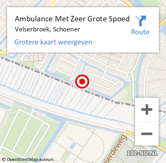 Locatie op kaart van de 112 melding: Ambulance Met Zeer Grote Spoed Naar Velserbroek, Schoener op 27 augustus 2024 05:39