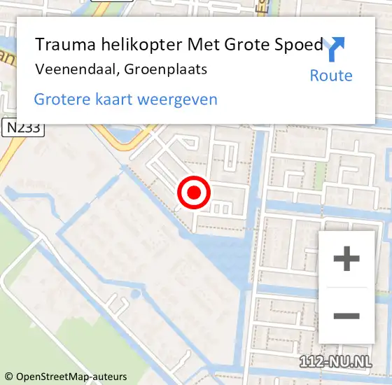 Locatie op kaart van de 112 melding: Trauma helikopter Met Grote Spoed Naar Veenendaal, Groenplaats op 27 augustus 2024 06:50