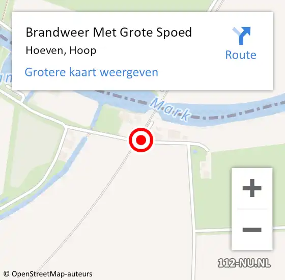 Locatie op kaart van de 112 melding: Brandweer Met Grote Spoed Naar Hoeven, Hoop op 17 oktober 2014 20:47