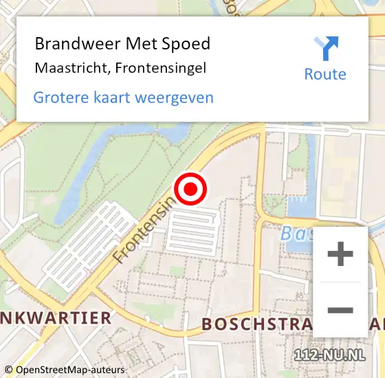 Locatie op kaart van de 112 melding: Brandweer Met Spoed Naar Maastricht, Frontensingel op 27 augustus 2024 07:18