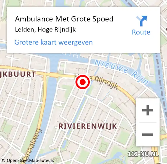 Locatie op kaart van de 112 melding: Ambulance Met Grote Spoed Naar Leiden, Hoge Rijndijk op 27 augustus 2024 07:31