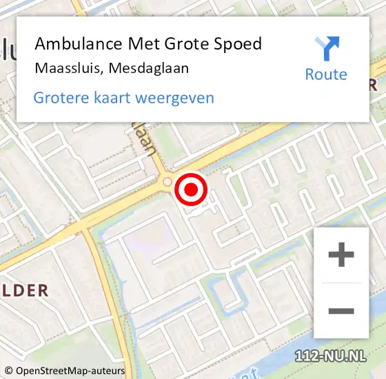 Locatie op kaart van de 112 melding: Ambulance Met Grote Spoed Naar Maassluis, Mesdaglaan op 27 augustus 2024 07:56