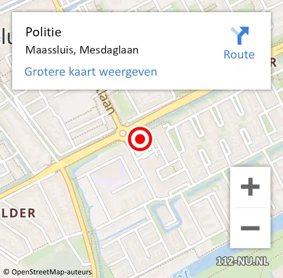 Locatie op kaart van de 112 melding: Politie Maassluis, Mesdaglaan op 27 augustus 2024 07:56