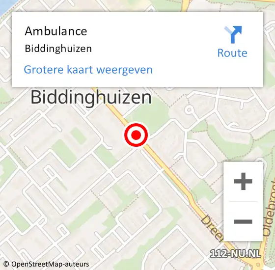 Locatie op kaart van de 112 melding: Ambulance Biddinghuizen op 27 augustus 2024 07:59