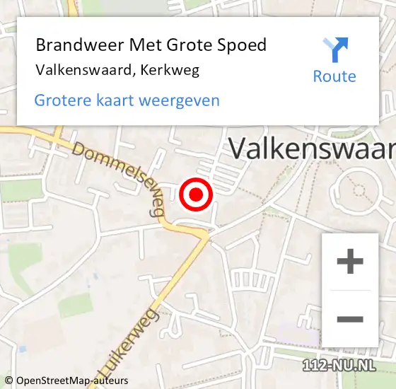 Locatie op kaart van de 112 melding: Brandweer Met Grote Spoed Naar Valkenswaard, Kerkweg op 27 augustus 2024 08:14