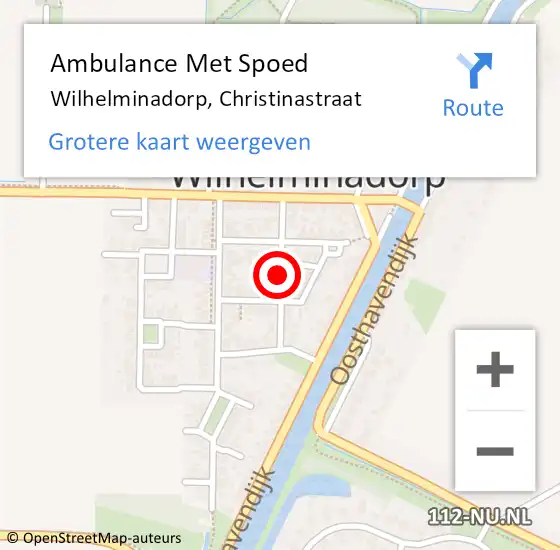 Locatie op kaart van de 112 melding: Ambulance Met Spoed Naar Wilhelminadorp, Christinastraat op 17 oktober 2014 20:52