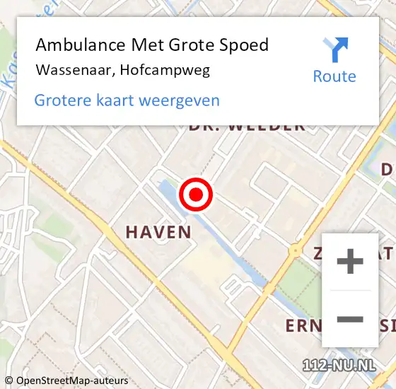 Locatie op kaart van de 112 melding: Ambulance Met Grote Spoed Naar Wassenaar, Hofcampweg op 27 augustus 2024 08:24