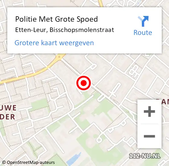 Locatie op kaart van de 112 melding: Politie Met Grote Spoed Naar Etten-Leur, Bisschopsmolenstraat op 27 augustus 2024 08:31