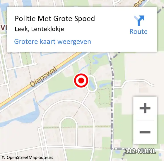 Locatie op kaart van de 112 melding: Politie Met Grote Spoed Naar Leek, Lenteklokje op 27 augustus 2024 09:04