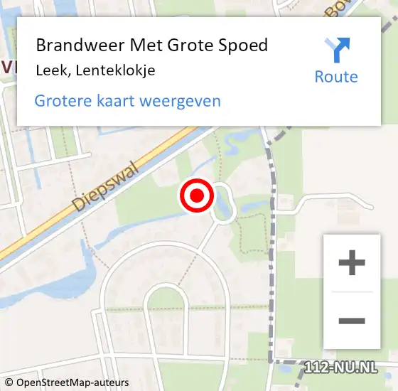 Locatie op kaart van de 112 melding: Brandweer Met Grote Spoed Naar Leek, Lenteklokje op 27 augustus 2024 09:04