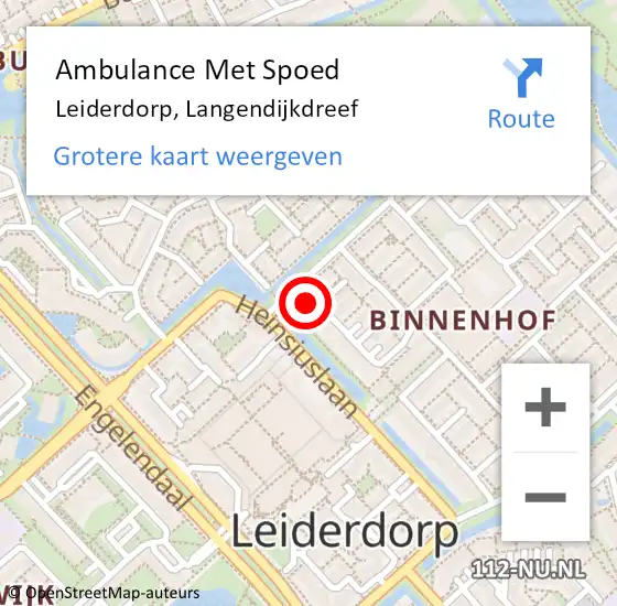 Locatie op kaart van de 112 melding: Ambulance Met Spoed Naar Leiderdorp, Langendijkdreef op 27 augustus 2024 09:40