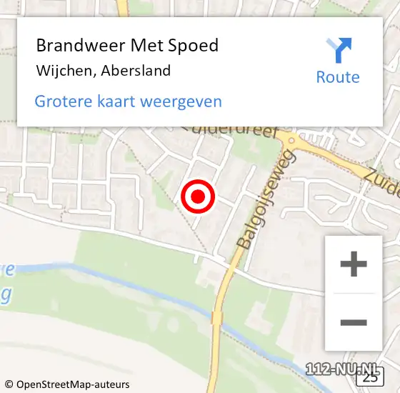 Locatie op kaart van de 112 melding: Brandweer Met Spoed Naar Wijchen, Abersland op 27 augustus 2024 09:49