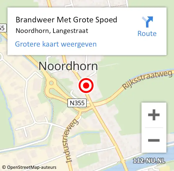 Locatie op kaart van de 112 melding: Brandweer Met Grote Spoed Naar Noordhorn, Langestraat op 27 augustus 2024 09:52