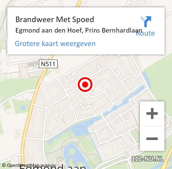 Locatie op kaart van de 112 melding: Brandweer Met Spoed Naar Egmond aan den Hoef, Prins Bernhardlaan op 27 augustus 2024 09:57