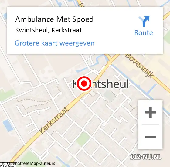 Locatie op kaart van de 112 melding: Ambulance Met Spoed Naar Kwintsheul, Kerkstraat op 27 augustus 2024 10:14