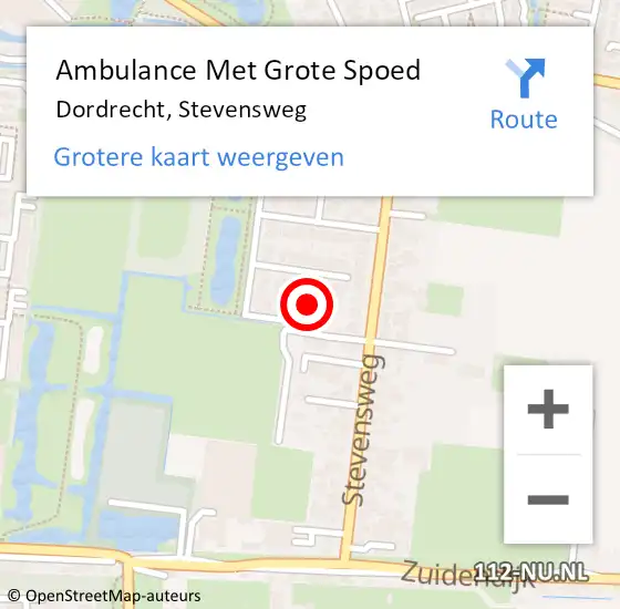 Locatie op kaart van de 112 melding: Ambulance Met Grote Spoed Naar Dordrecht, Stevensweg op 27 augustus 2024 10:29