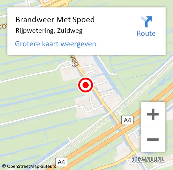 Locatie op kaart van de 112 melding: Brandweer Met Spoed Naar Rijpwetering, Zuidweg op 27 augustus 2024 10:41