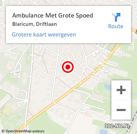 Locatie op kaart van de 112 melding: Ambulance Met Grote Spoed Naar Blaricum, Driftlaan op 17 oktober 2013 23:14