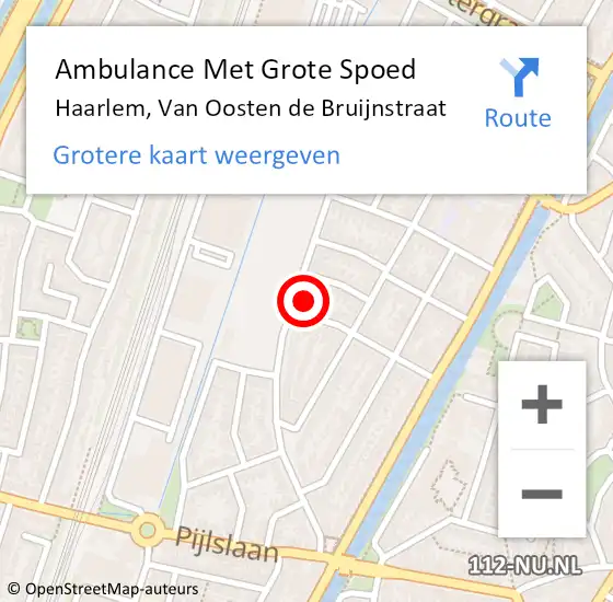 Locatie op kaart van de 112 melding: Ambulance Met Grote Spoed Naar Haarlem, Van Oosten de Bruijnstraat op 27 augustus 2024 11:03