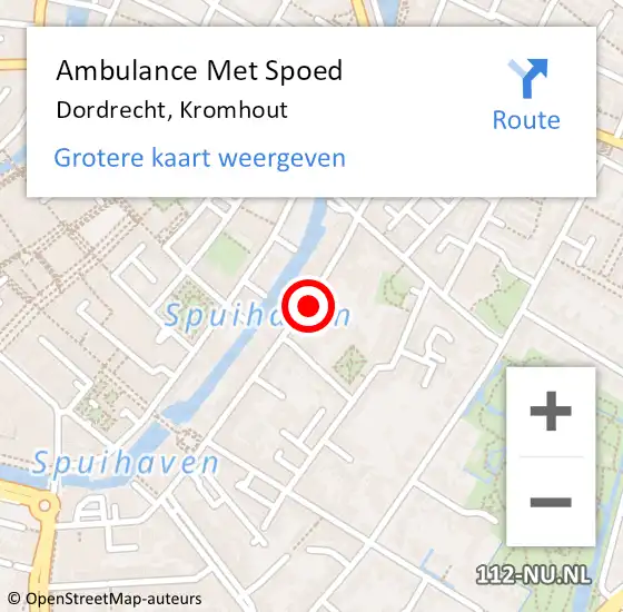 Locatie op kaart van de 112 melding: Ambulance Met Spoed Naar Dordrecht, Kromhout op 27 augustus 2024 11:08