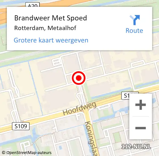 Locatie op kaart van de 112 melding: Brandweer Met Spoed Naar Rotterdam, Metaalhof op 27 augustus 2024 11:09