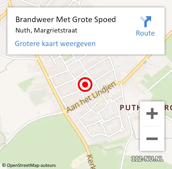 Locatie op kaart van de 112 melding: Brandweer Met Grote Spoed Naar Nuth, Margrietstraat op 27 augustus 2024 11:21