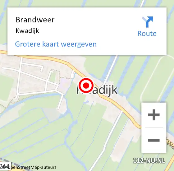 Locatie op kaart van de 112 melding: Brandweer Kwadijk op 17 oktober 2014 21:22