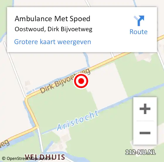 Locatie op kaart van de 112 melding: Ambulance Met Spoed Naar Oostwoud, Dirk Bijvoetweg op 27 augustus 2024 11:28