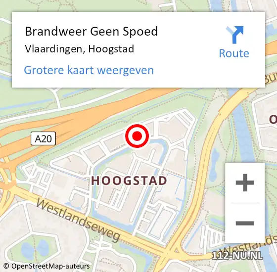 Locatie op kaart van de 112 melding: Brandweer Geen Spoed Naar Vlaardingen, Hoogstad op 27 augustus 2024 11:31