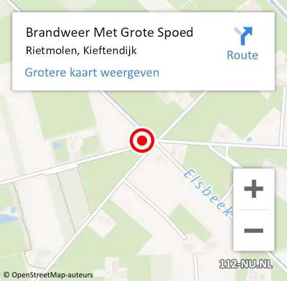 Locatie op kaart van de 112 melding: Brandweer Met Grote Spoed Naar Rietmolen, Kieftendijk op 27 augustus 2024 11:44