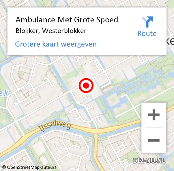 Locatie op kaart van de 112 melding: Ambulance Met Grote Spoed Naar Blokker, Westerblokker op 27 augustus 2024 12:01