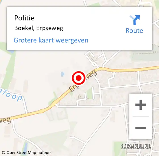 Locatie op kaart van de 112 melding: Politie Boekel, Erpseweg op 27 augustus 2024 12:02